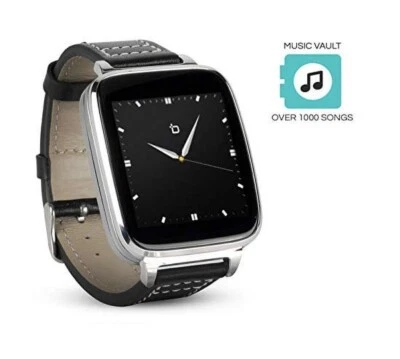 Watch for Apple/Android Phones 8GB of Music Storage Silver with Leather Strap - Image 1 of 4