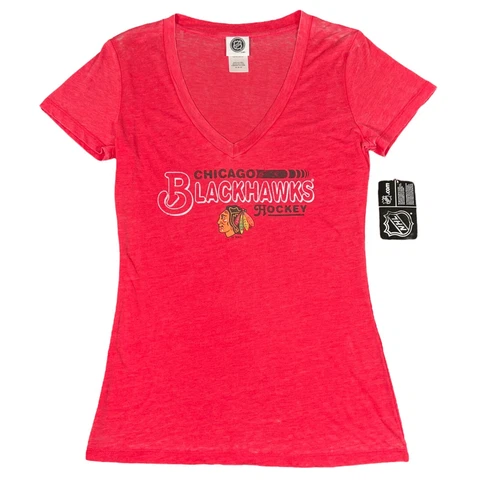 Chicago Blackhawks Shirt Womens Medium Red NHL Cover