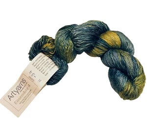 Artyarns ENSEMBLE 4 Silk Cashmere Worsted Aran Hand Dyed Yarn Blue Yellow - Picture 1 of 8
