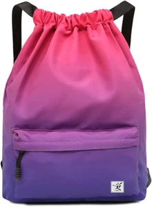Waterproof Drawstring Bag, Gym Bag Sackpack Sports Beach Backpack for Men Women - Picture 1 of 12