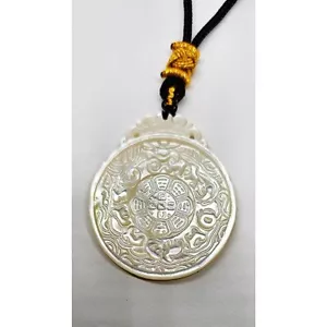 Unisex Mother of Pearl Tibet Style Lucky Band Pendant - Adjustable Necklace - Picture 1 of 5