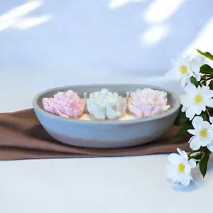 Handmade Soy Wax Candle - Lavender & Chamomile Scent - Cement Vessel - Eco-Frien - Picture 1 of 4