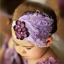 Infant Baby Rhinestone Flower Feather Headband Kids Headwear Hair Accessories