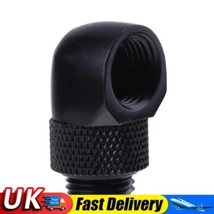 G1/4 Inner Outer Dual Thread 90 Degree Rotary Water Tube Connector(Black) UK - Bild 1 von 5