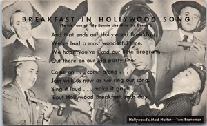 Tom Breneman, Breakfast in Hollywood Song, 1945 Kellogg Co. Postcard - Picture 1 of 2
