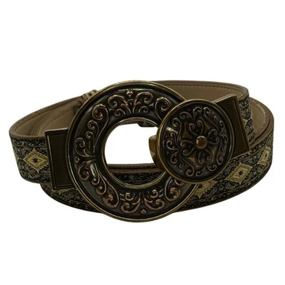 Vintage Chicos Slide Adjustable Belt With Hook Buckle Jacquard Fabric M/L — 第 1/4 张图片