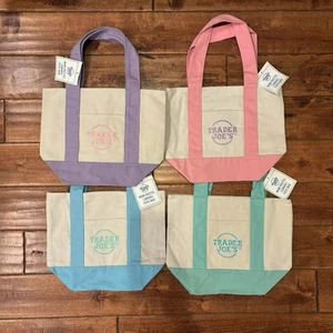 Trader Joe's Pastel Mini Canvas Tote Bags 2025 LIMITED EDITION NWT LOT OF 4!  - Picture 1 of 1