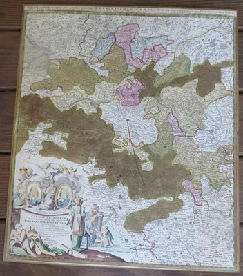 1730s FRANCONIA GERMANY antique MAP Mainz by JOHANN HOMANN  - Image 1 of 4