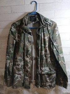 Lovetree M Women's Button Zip Utility Military Jacket Size M Camo Green - Picture 1 of 11