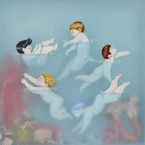 Sonia Alins Children Swimming Unique Artwork Painting - Picture 1 of 4