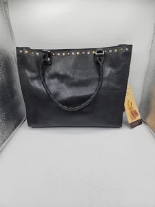 Patricia Nash NWT Black Zancona Heritage Leather Tote With Metal Studs - Picture 1 of 12