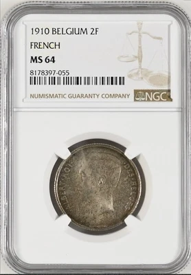 Bélgica plata 2 francos francés NGC MS64 Foto 1 de 2