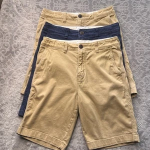 abercrombie kids Khaki Navy Uniform Shorts 13/14 Set of 3 - Picture 1 of 9