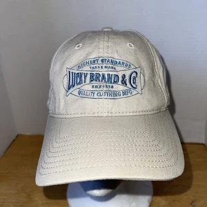 Lucky Brand Cap Hat Unisex Slide Closure Adjustable Khaki Embroidered Blue - Picture 1 of 7