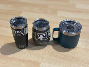 3  Lot Yeti Rambler Black Blue Green 14oz Mug 10 Wine 10 Tumber - Picture 1 of 6