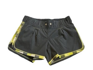 Pantaloncini da corsa Lululemon donna taglia 8 (32") grigio e giallo fodera tasca nascosta - Foto 1 di 14