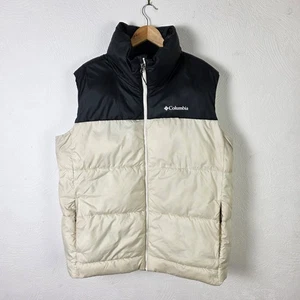 Columbia Puffer Gilet Jacket Mens Large Cream Sleeveless Body Warmer Outdoors - Picture 1 of 10