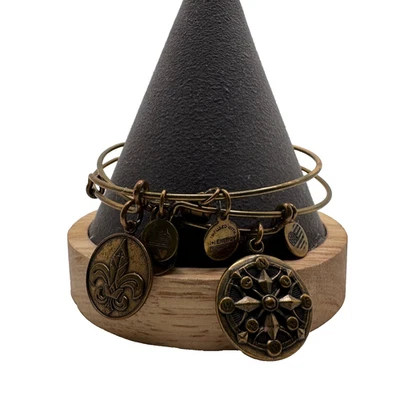 2- Браслет Alex & Ani браслет латунь Fleur De Lis, компас подвески - Изображение 1 из 4