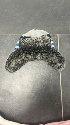 Gap Baby Crazy Stripe Trapper帽子灰色和蓝色冬季帽子 — 第 1/4 张图片