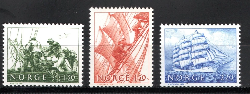 STAMPS NORWAY-Sailing Ships Era, set of 3, 1981-** - Image 1 of 1
