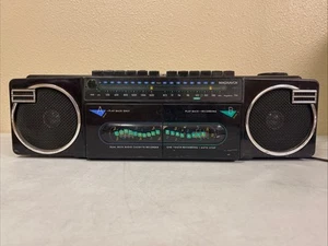 Vintage Black Magnavox Dual Cassette Recorder Boom Box AM/FM Radio TESTED! - Picture 1 of 6