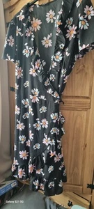 George Size 22 Floral Satin Wrap Dress - Picture 1 of 3