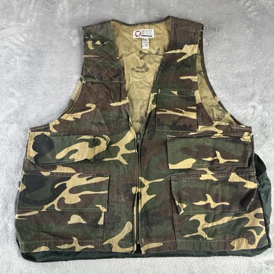 Vtg Sports Afield Hunting Vest Mens Large Woodland Camo Duck Hunting GameBag - Image 1 of 4