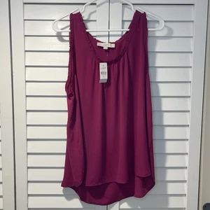 Blusa sin mangas LOFT NUEVA CON ETIQUETAS XXL ribete con volantes magenta - Imagen 1 de 11