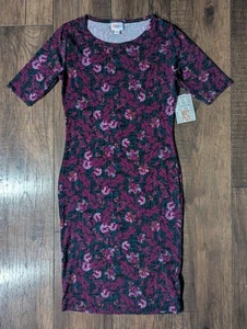 LulaRoe Woman's Julia Dress Size XS - Purple Floral w/ Teal & Orange Accents NWT - Picture 1 of 13