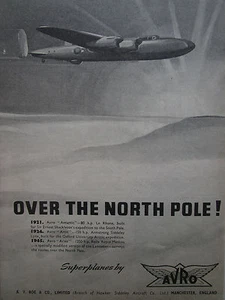 7/1945 PUB AVRO ARIES OVER THE NORTH POLE ARTIC ANTARTIC ORIGINAL AD - Picture 1 of 2