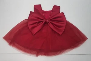 RED BOW SPECIAL OCCASION SLEEVELESS DRESS NEWBORN BABY GIRL AGE 3-6M BALL GOWN - Picture 1 of 24