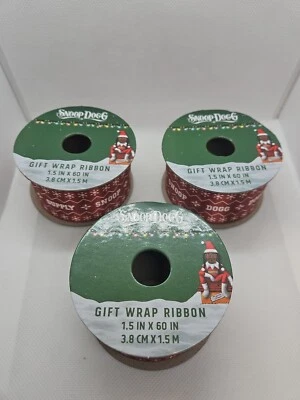 Set Of 3 Snoop Dogg Gift Wrap Ribbon 1.5" Inch X 60" Inch Snoop on The Stoop NEW - Image 1 of 4