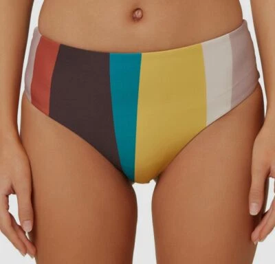 $68 O'neill Womens Juniors Brown Color Block High Waist Bikini Swim Bottoms Sz M - Изображение 1 из 2