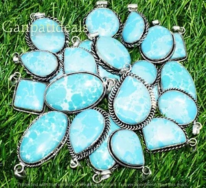 VENDITA!! Ciondolo Larimar Pietra Preziosa Fatto a Mano Argento 925 Placcato All'ingrosso Gioielli - Foto 1 di 7