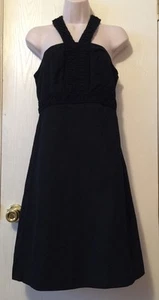 Y2k Merona Little Black Dress Size 6 Sexy Halter Textured Cotton Short Classic - Picture 1 of 12