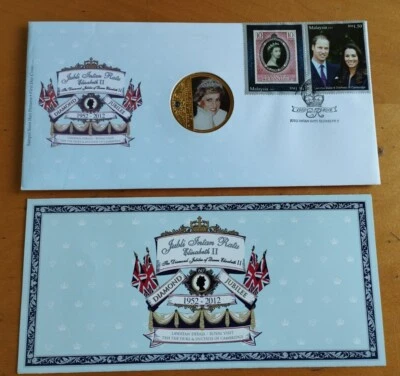 Malaysia 2012 Royal Visit Prince William stamp FDC with Diana Medallion Coin - Image 1 of 4