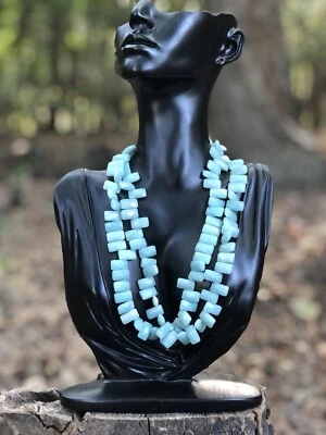 Collar aguamarina facetado esmeralda cuentas plata de ley 925 piedras preciosas de colección Foto 1 de 4