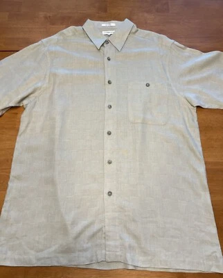 RON CHERESKIN Men's S.S. Button Up Shirt Washable Linen/Rayon Beige L  - Image 1 of 4