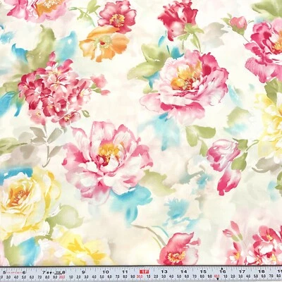 Tela de algodón para vestíbulo hobby blanco roto florales por media yarda Foto 1 de 2