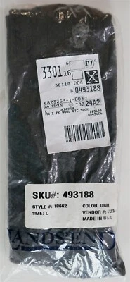 复古 NIP Lands End 深棕色 Heather 71% 羊毛男式 L 制造美国礼服 OTC 袜子 — 第 1/4 张图片