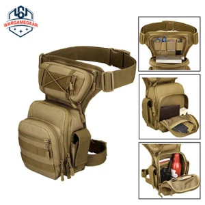 Mens Tactical Outdoor Drop Leg Bags Molle Hiking Camping Thigh Pouch Fanny Pack - Picture 1 of 17