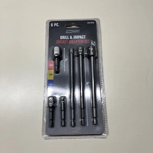Drill Impact Socket Adapter Set with 3 6in and 2in: 1/4”, 3/8”, 1/2” Sizes - Picture 1 of 4