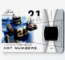 2004 Flair Hot Numbers Game Used Jersey Red LaDAINIAN TOMLINSON #85/150 Chargers