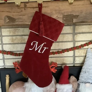 1 Buchstabe Initiale Mr. Monogram Weihnachtsstrumpf dunkelrot Samt Harvey Lewis - Bild 1 von 2