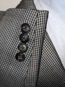 Chaqueta Blazer Abrigo Deportivo Club Room 48L Naranja Cuadros Dientes LANA SEDA CACHEMIR - Imagen 1 de 8