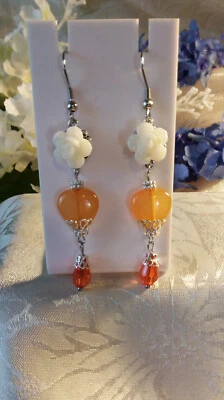 Pendientes Colgantes Rosa y Corazón Hipoalergénicos 3" Largo Elige tu Color Romántico Foto 1 de 4