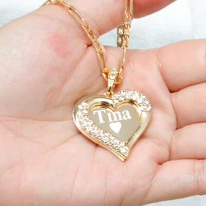 925 Sterling Silber schönes Herz jede personalisierte Namenskette Geschenk für Mama-42 - Bild 1 von 12