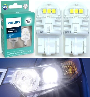 Philips Ultinon LED Light 7443 White 6000K Two Bulbs Front Turn Signal Stock OE - Image 1 of 4