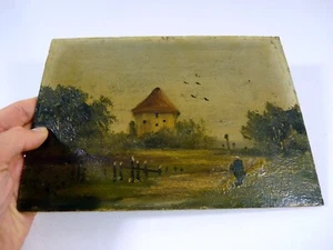 HSP XIX° PAYSAGE monogramme en bas à gauche, D - 22 x 16 cm - Foto 1 di 7