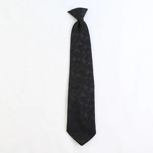 Men's Classic Solid Black Clip On Necktie Business Weddings Formals Party (18") - Picture 1 of 5